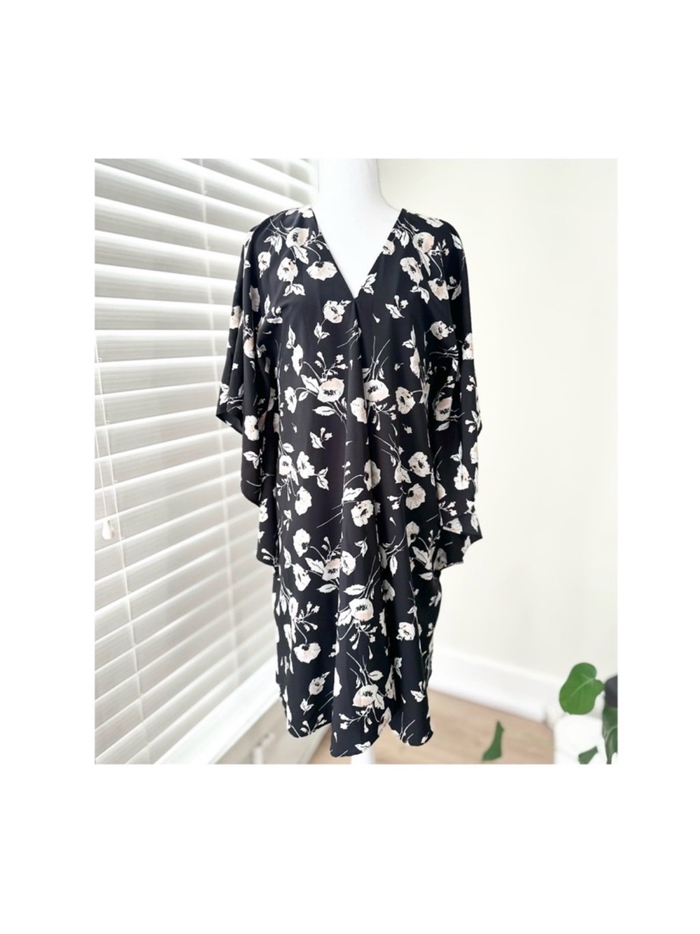 NWT Ralph Lauren Black Floral Wrap-Style Dress